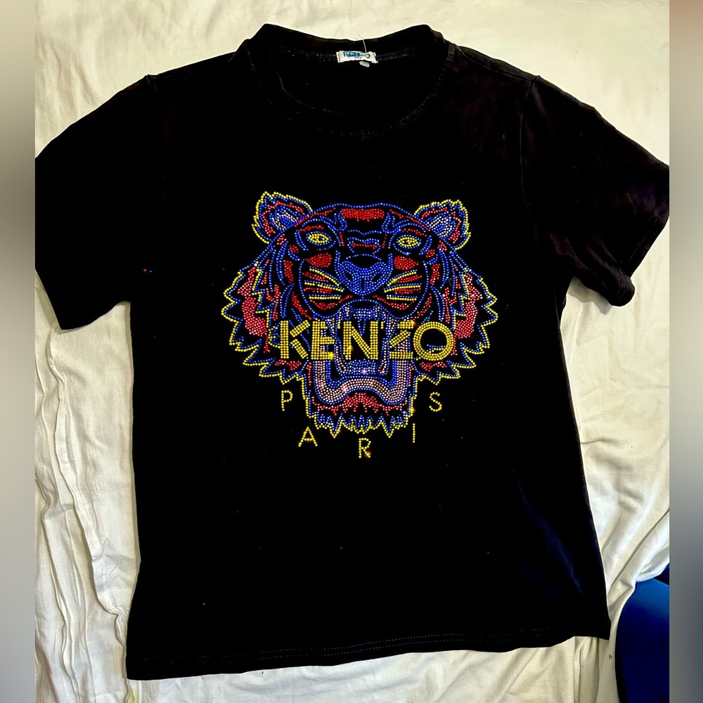 Authentic KENZO Lucky Tiger Rhinestone T-Shirt SIZE MEDIUM